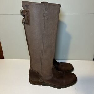 Sorel Emelie Women's Tall Riding Boots Brown Suede Leather Waterproof Size 10